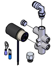 Manifold Assembly with 90 Degree Fitting, Solenoid, Silencer and 1/8-Inch NPT Plug