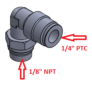 PTC to NPT 1/8" Elbow Fitting