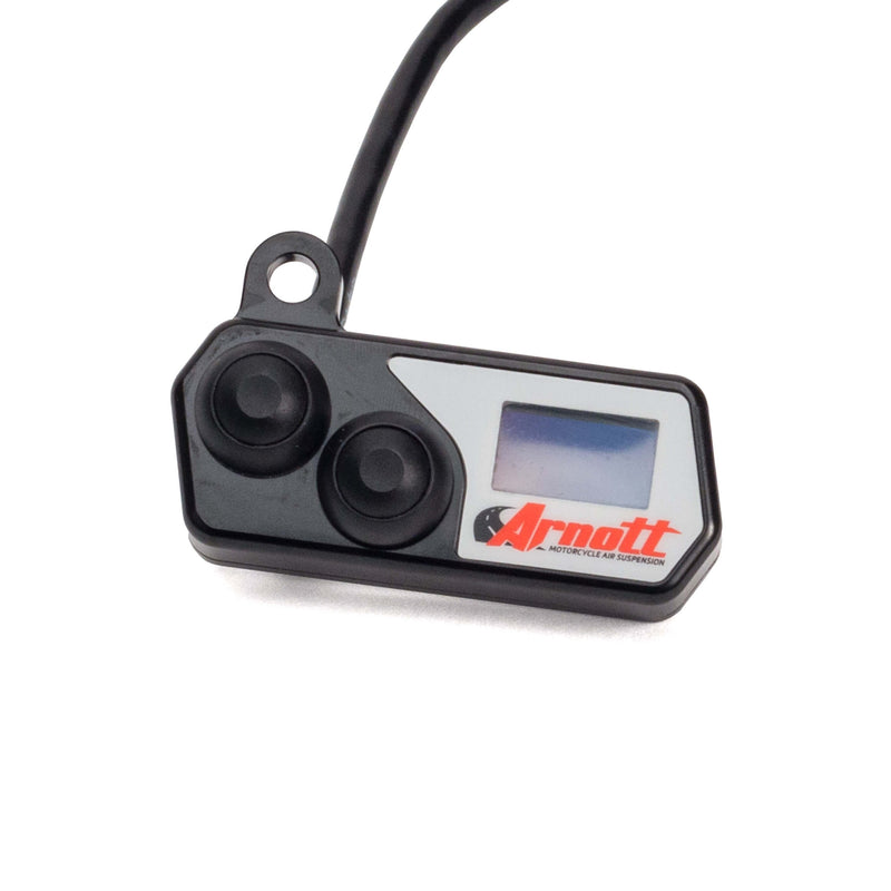 Handlebar-Mounted Push Button Controller w/LED Pressure Gauge (Black) - Arnott® Motorcycle Air Suspension