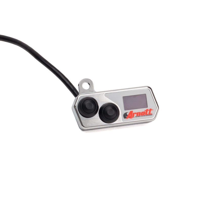 Handlebar-Mounted Push Button Controller w/LED Pressure Gauge (Chrome) - Arnott® Motorcycle Air Suspension