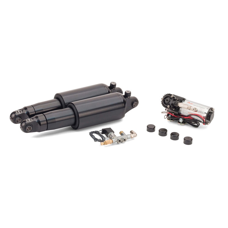 2009-2022 Harley-Davidson Touring Series Black Ultimate Ride Kit w/Rebound Adj. - Arnott® Motorcycle Air Suspension