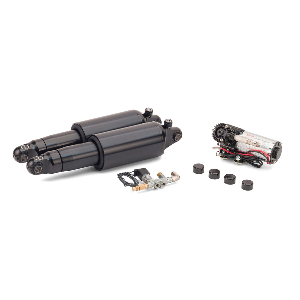 1990-2008 Harley-Davidson Touring Series Ultimate Ride Kit w/Rebound Adj. (Black) - Arnott® Motorcycle Air Suspension