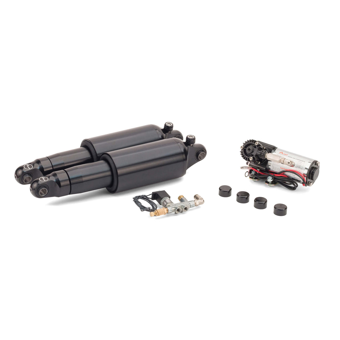 1990-2008 Harley-Davidson Touring Series Ultimate Ride Kit w/Rebound Adj. (Black) - Arnott® Motorcycle Air Suspension