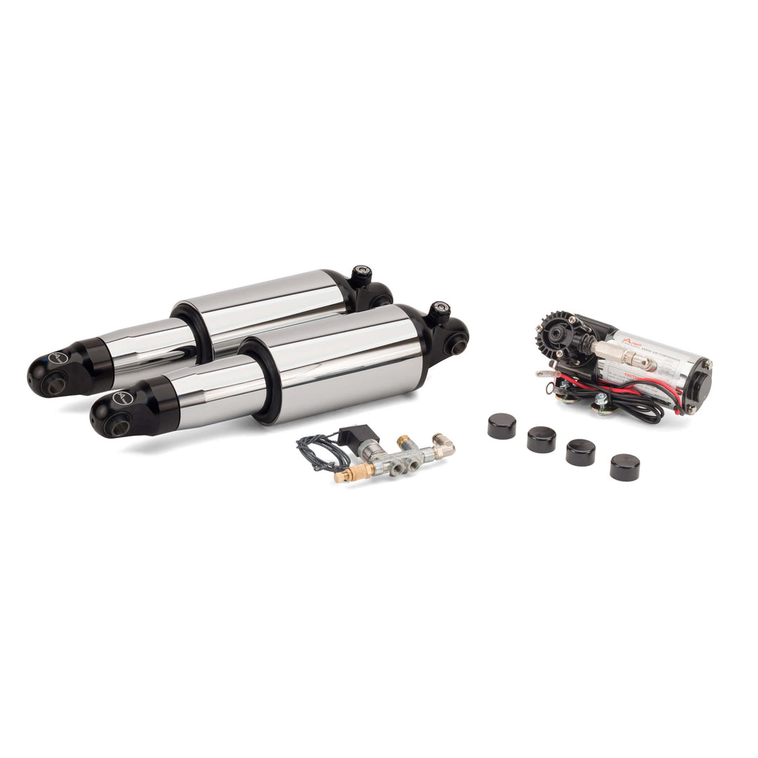 1990-2008 Harley-Davidson Touring Series Chrome Ultimate Ride Kit w/Rebound Adj. - Arnott® Motorcycle Air Suspension