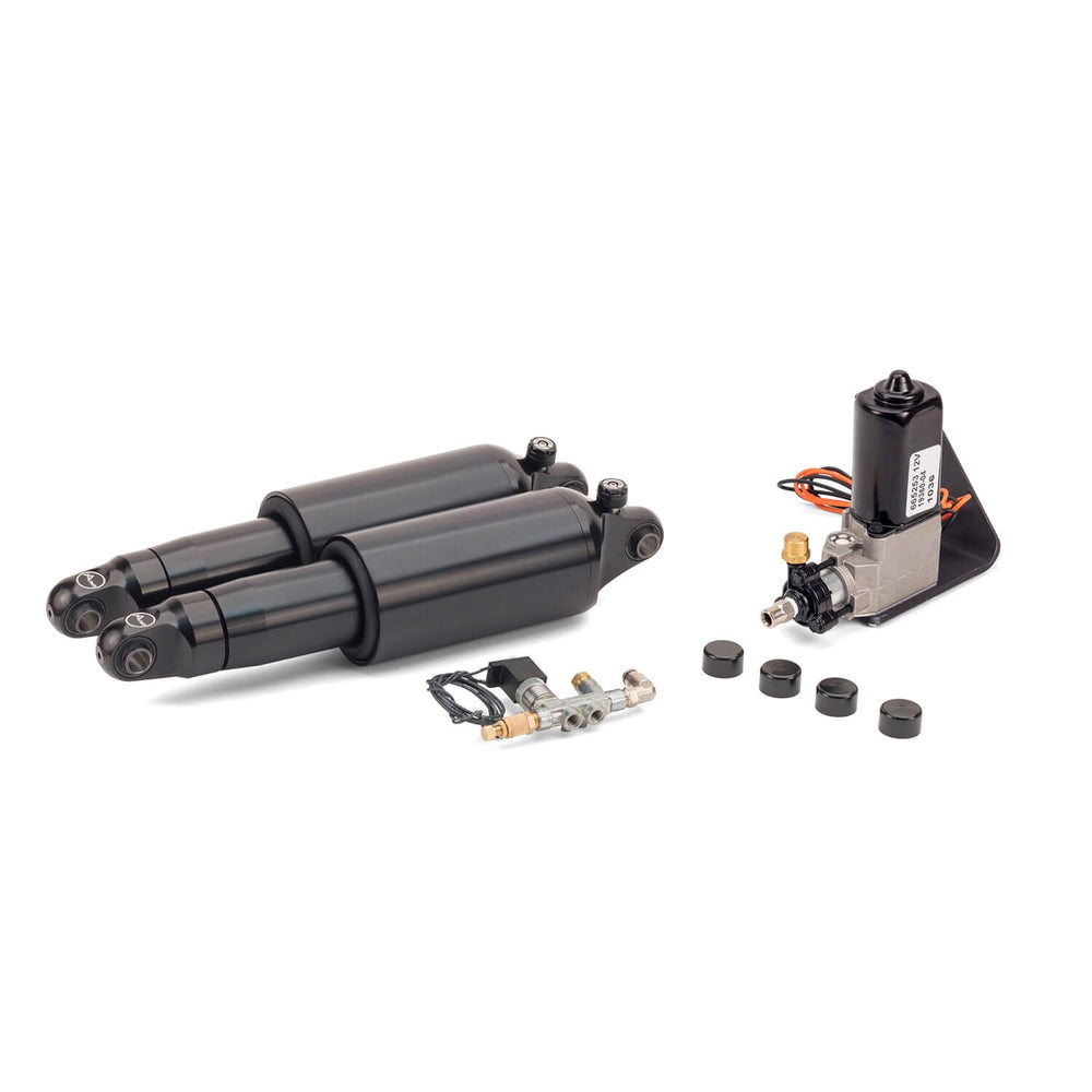 2008-2017 Harley-Davidson Dyna Ultimate Ride Kit w/Rebound Adj. (Black) - Arnott® Motorcycle Air Suspension